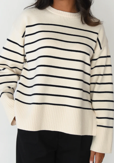 White Striped Knitted Sweater